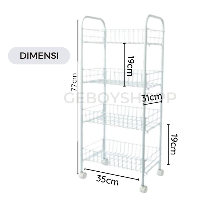 Rak Troli / Rak Trolley / Rak Penyimpanan Serbaguna Susun 4