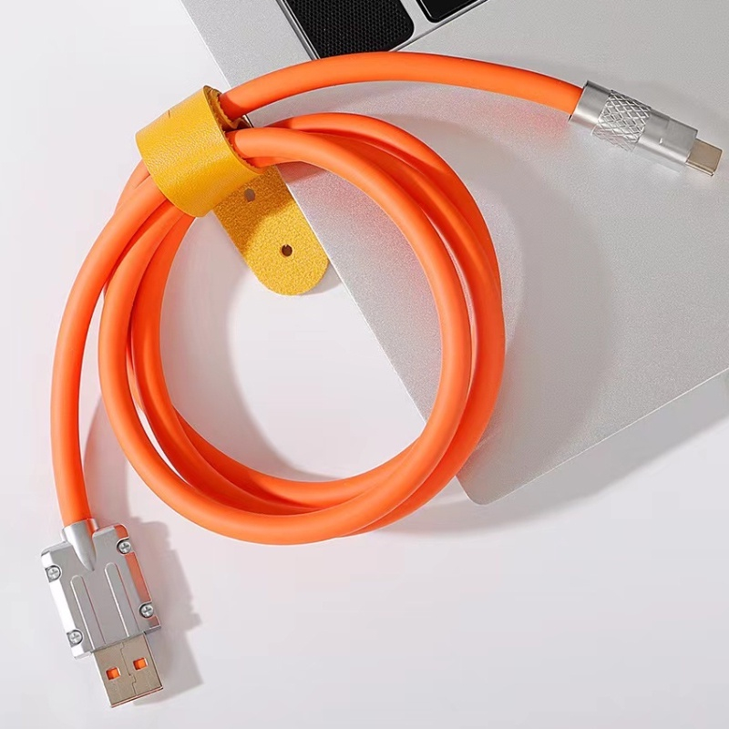 VICLOOK COD 120W 6A Kabel Pengisian Super Cepat Paduan Seng Logam Silikon Cair Tipe-C Pengisi Daya Kabel Data Pengisian Cepat Kabel USB