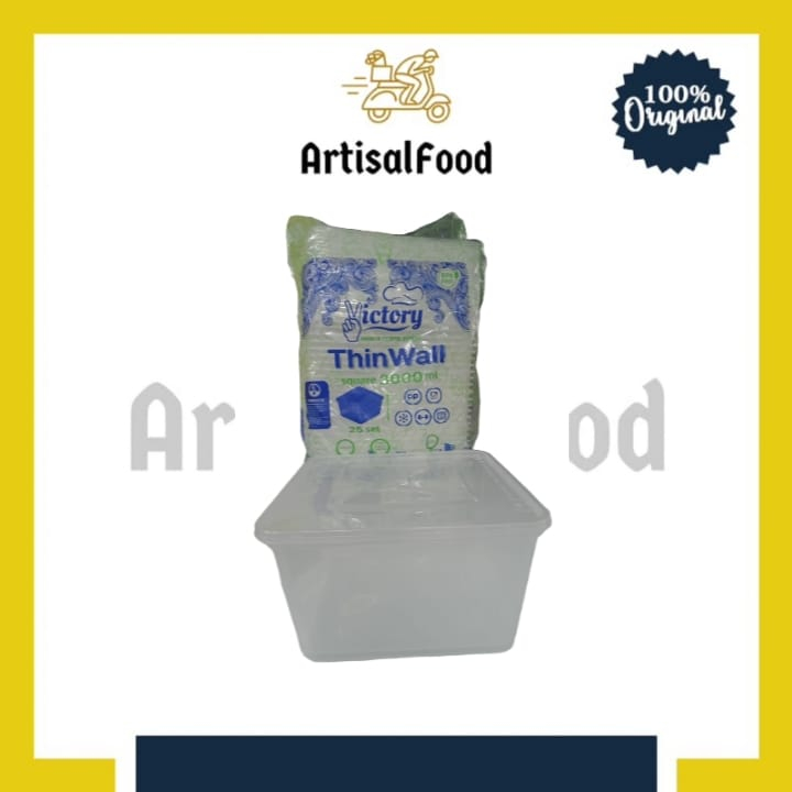 thinwall kotak plastik SQUARE 3000ml 25pcs