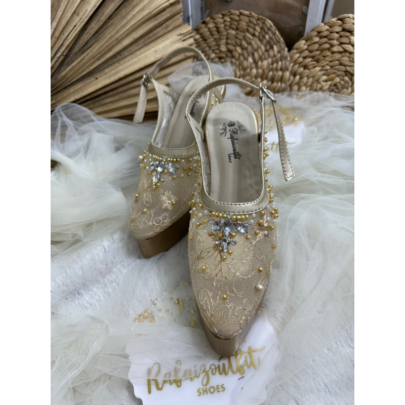 sepatu pesta wedding gold keisya 10cm