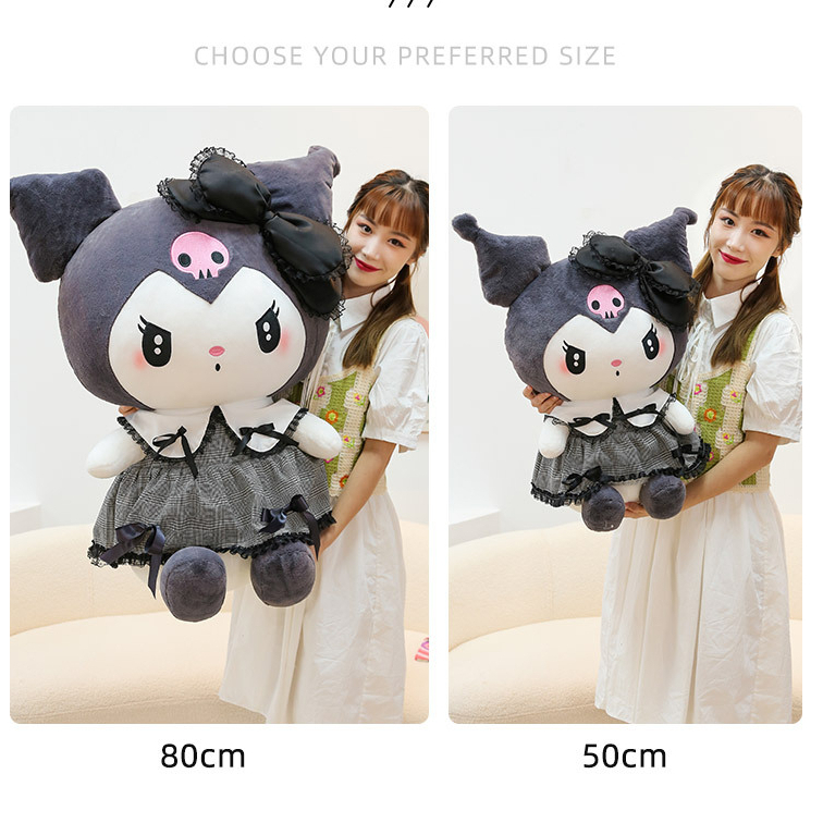 Boneka Sanrio Kuromi My Melody Pakai Dress Bahan Plush Super Soft