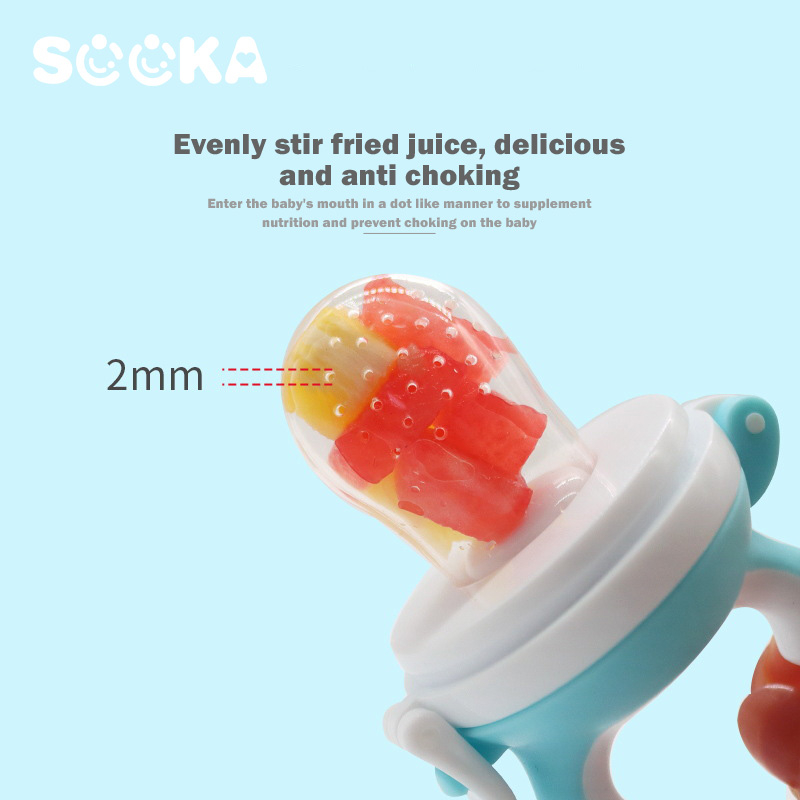 SOOKA Dot Teether Bayi  - Kantong jaring silikon gigitan dengan suplemen tambahan buah &amp; sayuran untuk melatih tumbuh gigi bayi, tether silikon sudah BPA Free  SK-ECC1133