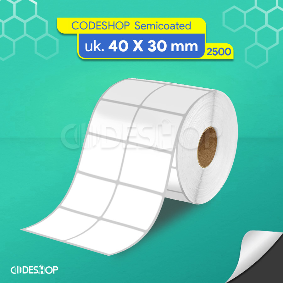 

Stiker Label Semicoated 40x30mm isi 2500 Pcs Core 1" Perforasi Gap