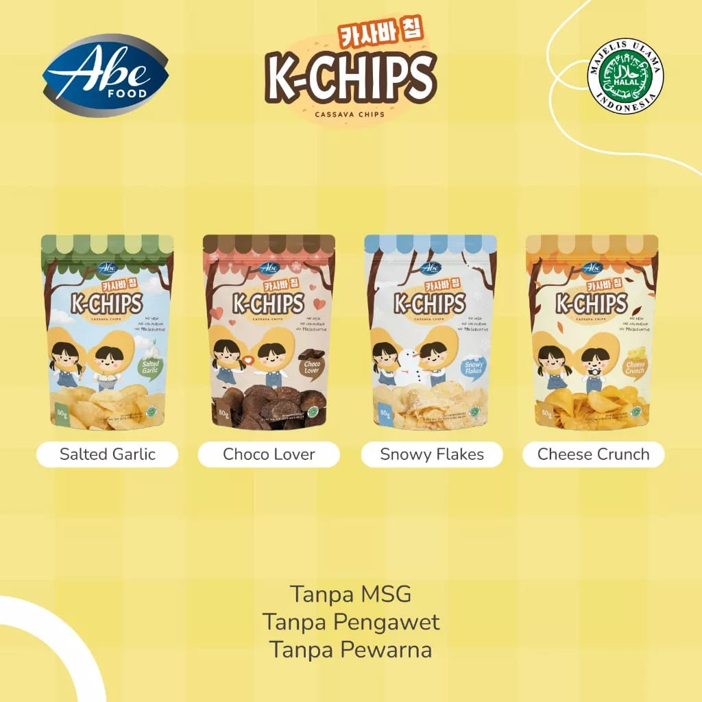 ABE FOOD K-Chips Cassava Chips 80g - Keripik Singkong - No Msg - Kchips