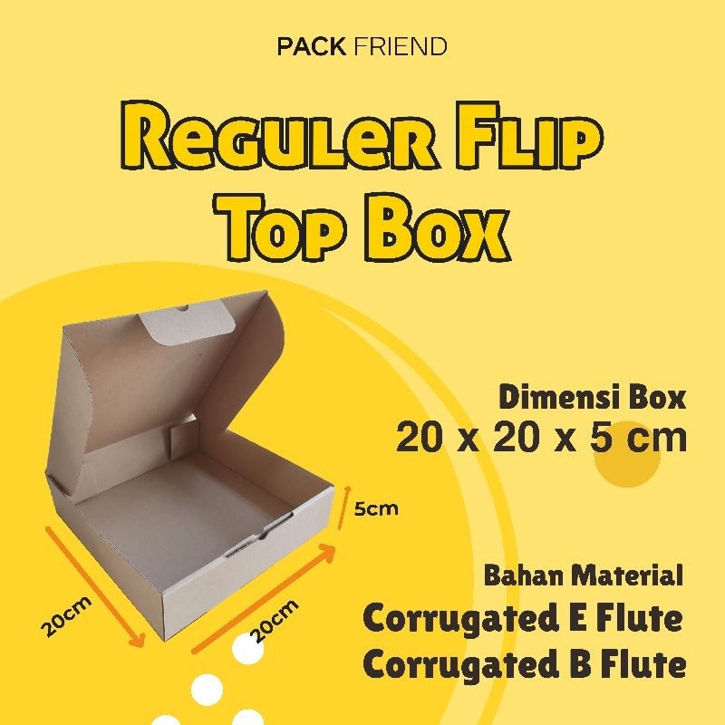 

Kardus 20x20x5 cm/ Box Packing Flip Top Die Cut/ Gift Box Baju Souvenir Aksesoris