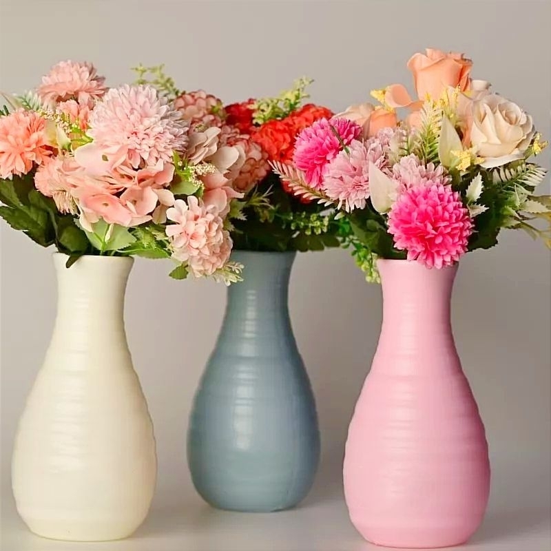 Vas Bunga Minimalis Nordic Texture Guci Plastik Dekorasi