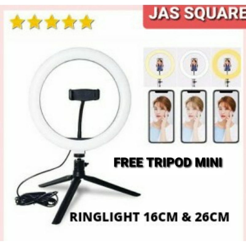 Lampu Bulat RingLight 26Cm / 16cm 3 Warna Lampu Vlog Lampu Rias RingLight