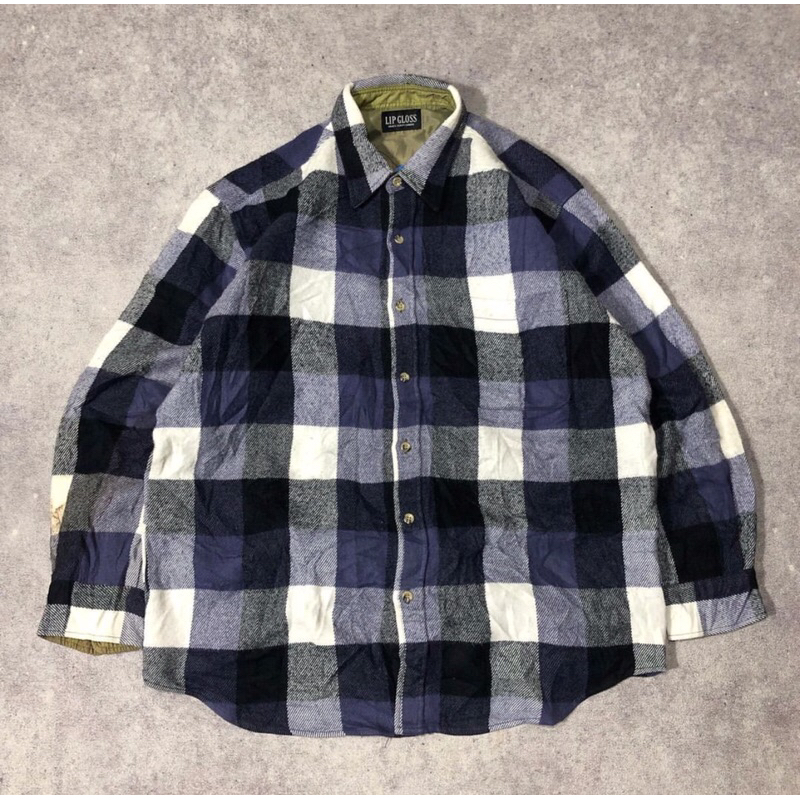 kemeja flanel lip gloss motif veterano bahan wool