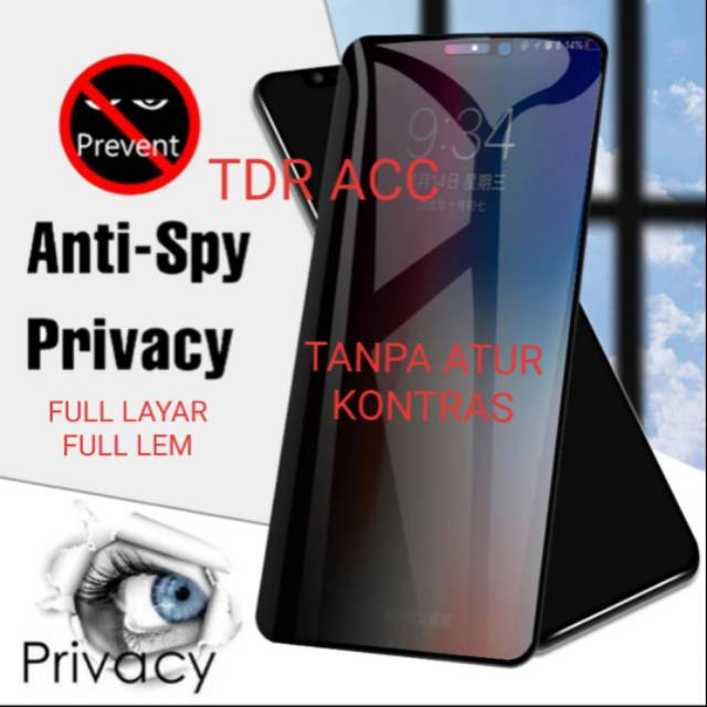 ANTI SPY FULL COVER - TEMPERED GLASS INFINIX HOT 8/HOT 9/HOT 11/HOT 12I/HOT 9 PLAY/HOT 10 PLAY/HOT 11 PLAY/HOT 12 PLAY/HOT 12 PLAY NFC/HOT 10S/HOT 11S NFC/HOT 12/HOT 20I/HOT 20S