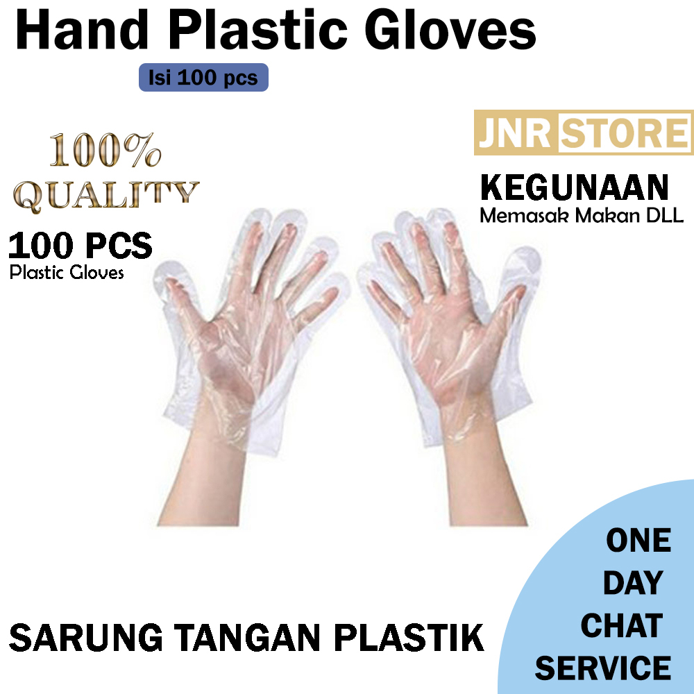 Sarung Tangan Plastik Isi 100Pcs Disposable Plastic Gloves Sekali Pakai