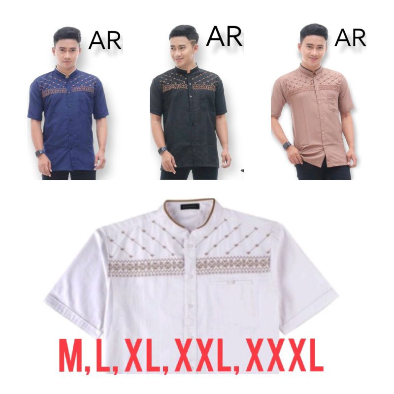 TERBARU,baju koko size JUMBO motif bordir matt katun lengan pendek