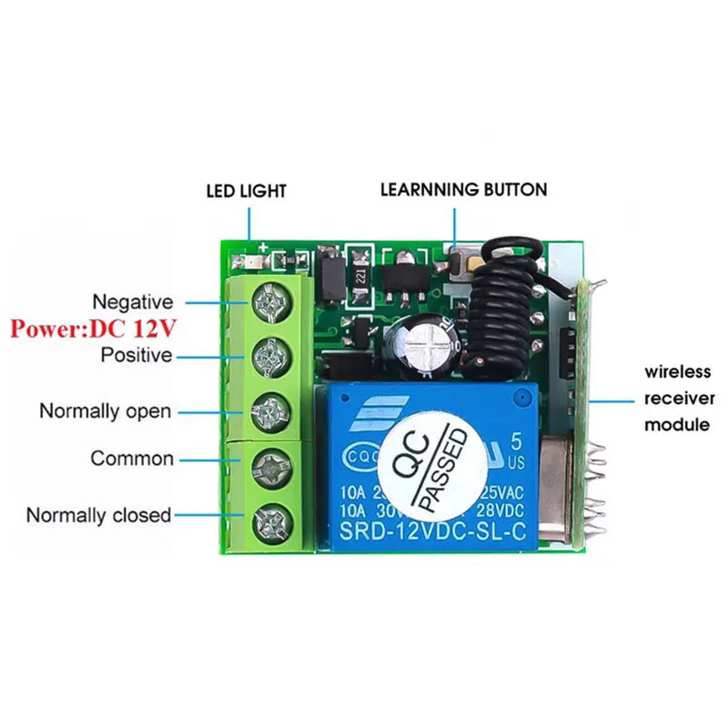 Wireless Relay Switch DC 12V 1CH 433MHZ