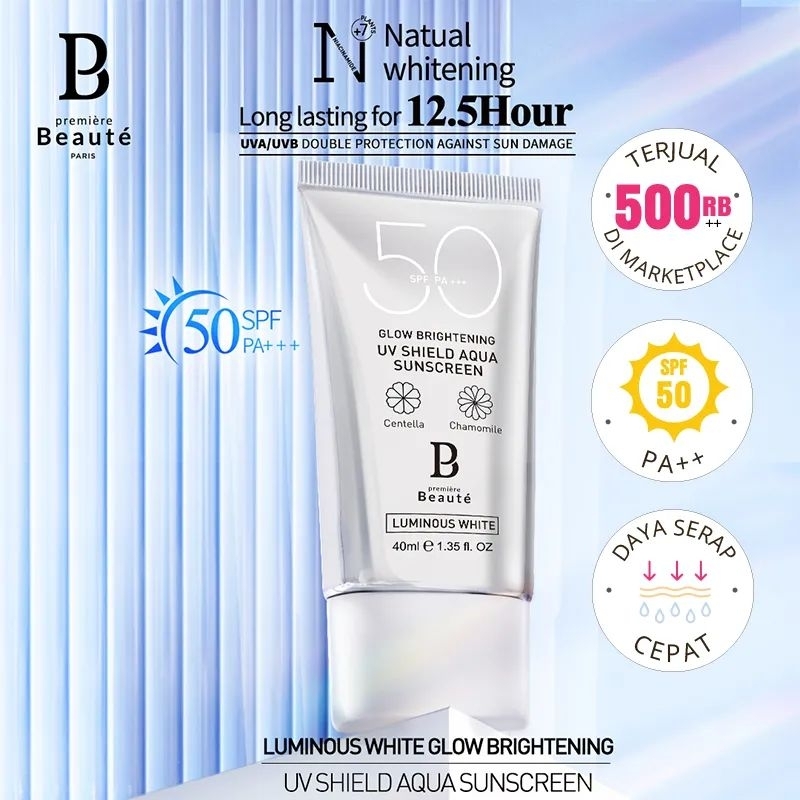 Premier Beaute Luminous White Skincare Series Glow Whitening UV Shield Aqua Sunscreen (SPF 50 PA+++)