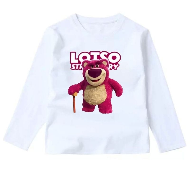 Atasan Kaos anak lengan panjang  usia 1-12 Tahun Pinky bear