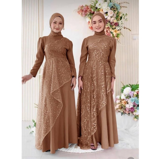 HS - Terbaru Busana Muslim Gamis Murah Gaun Pesta Muslimah Baju Pesta Wanita Kondangan Mewah jumbo D