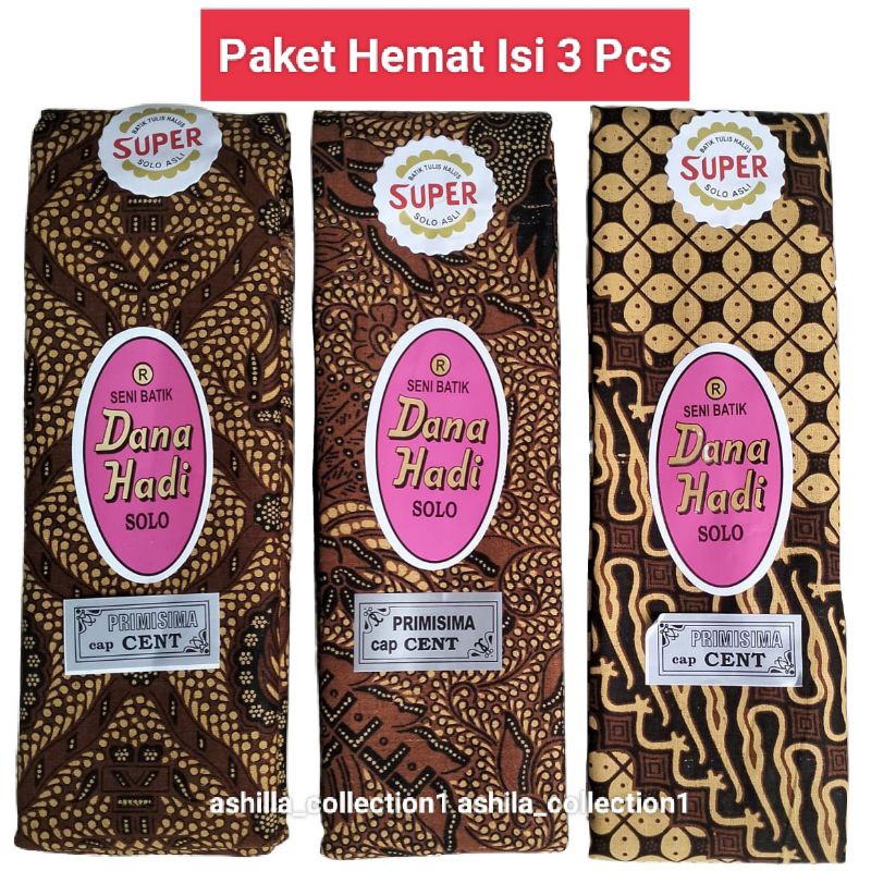 Paket Hemat Isi 3 Pcs Kain Batik Dana Hadi Solo Kain Panjang Samping Kebat