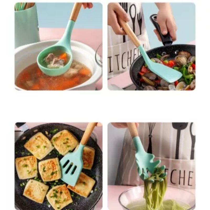 COD silikon spatula silikon alat masak Capitan scraper whiks sendok centong kuas silikon tahan panas set