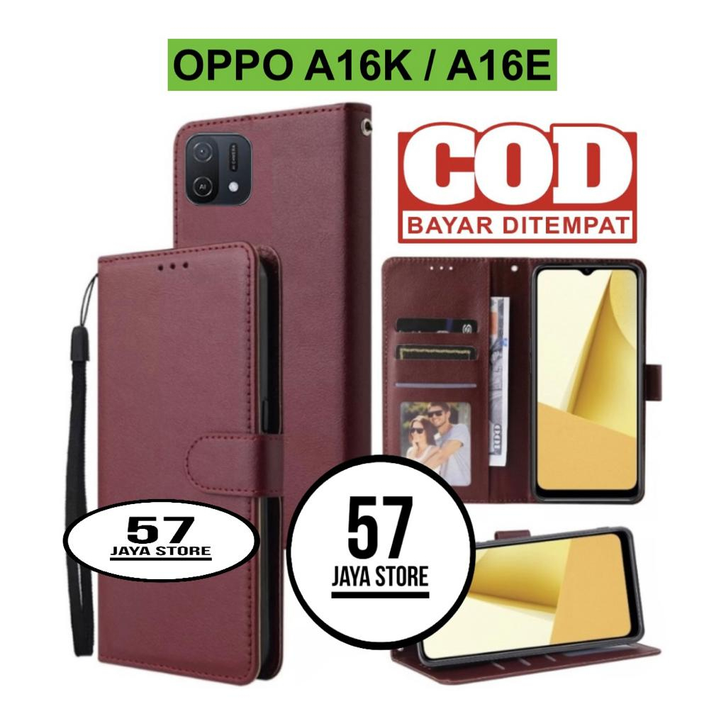 Flip Case oppo A16k / A16e Premium Quality Flip Dompet Casing HP Wallet Leather cover