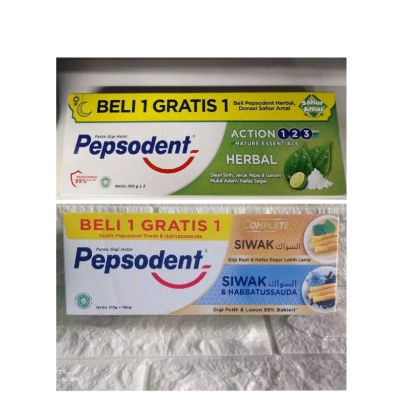 Beli 1 Gratis 1 Pepsodent Pasta Gigi Herbal 2 x 190gr  Pepsodent Siwak & Habatussauda Buy 1 Get 1 b1