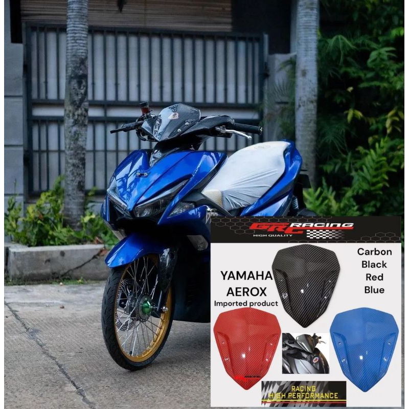 Visor batok kepala yamaha aerox 155 variasi bahan akrilik motif karbon carbon celup wtp free perekat lem 3m doubel tape