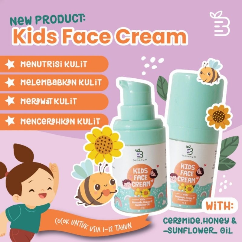 Natural Face Cream Anak - Kids Face Cream BESERUM - Pelembab Wajah Anak BPOM