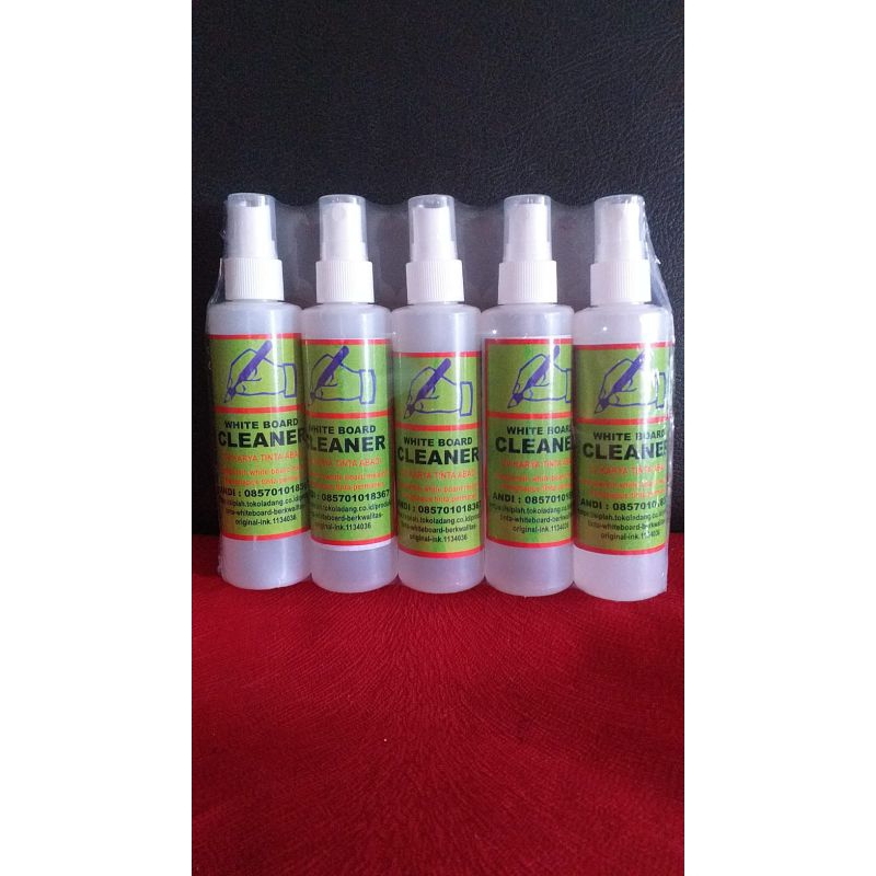 

cleaner whiteboard kemasan 100 ml ( 1 paket isi 10 botol ) berkualitas.