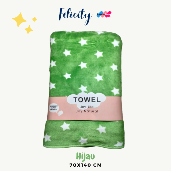 Handuk Mandi Bulu Lembut Motif Bintang Microfiber 70x140 Dewasa Super Lembut Serap Air Murah