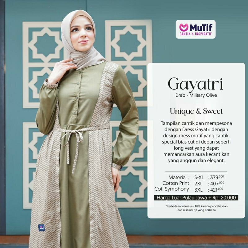 Mutif Sarimbit Gayatri Military Olive Mutif Man Mandala Little Gayatri Little Mandala Baju Muslim Gamis Sarimbit Keluarga Family Series Terbaru Ori Lebaran 2023