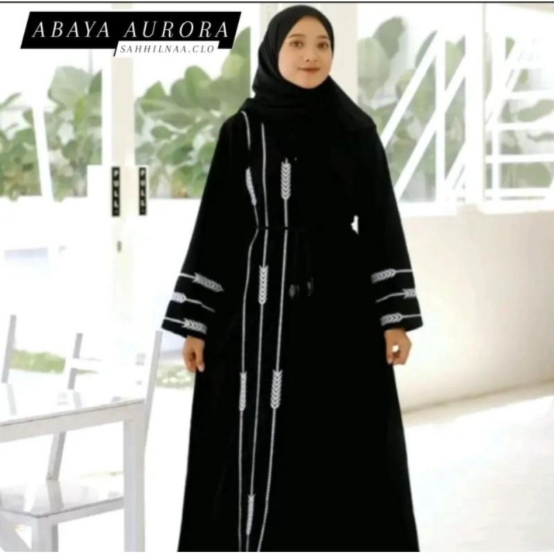 Abaya Gamis Dress Muslimah Aurora Full Kancing Free Belt
