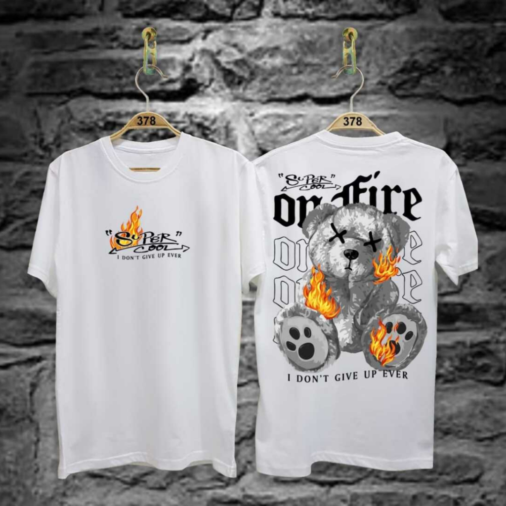 KAOS PRIA/KAOS KATUN COMBAT KAOS PANDA BONEKA ON FIRE/PAKAIAN PRIA/BAJU DISTRO/T-SHIRT/KAOS ANIME/KA