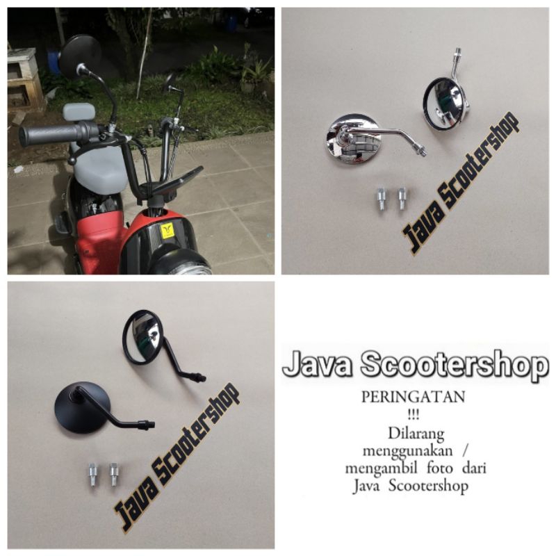 Spion Clasik Chroome  Bulat ukuran Kecil / Aksesoris Motor Listrik Uwinfly