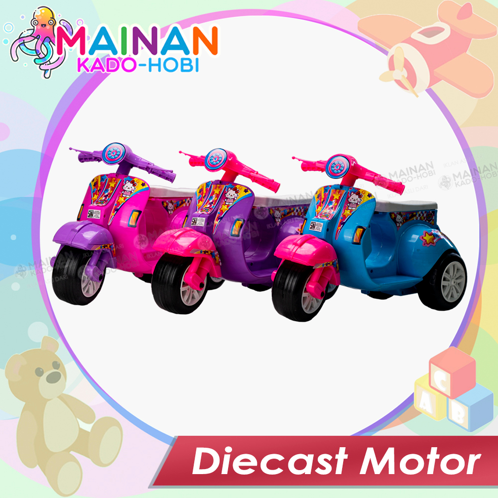 KADO ULANG TAHUN MAINAN DIECAST MOTOR ANAK VESPA KARAKTER LUCU