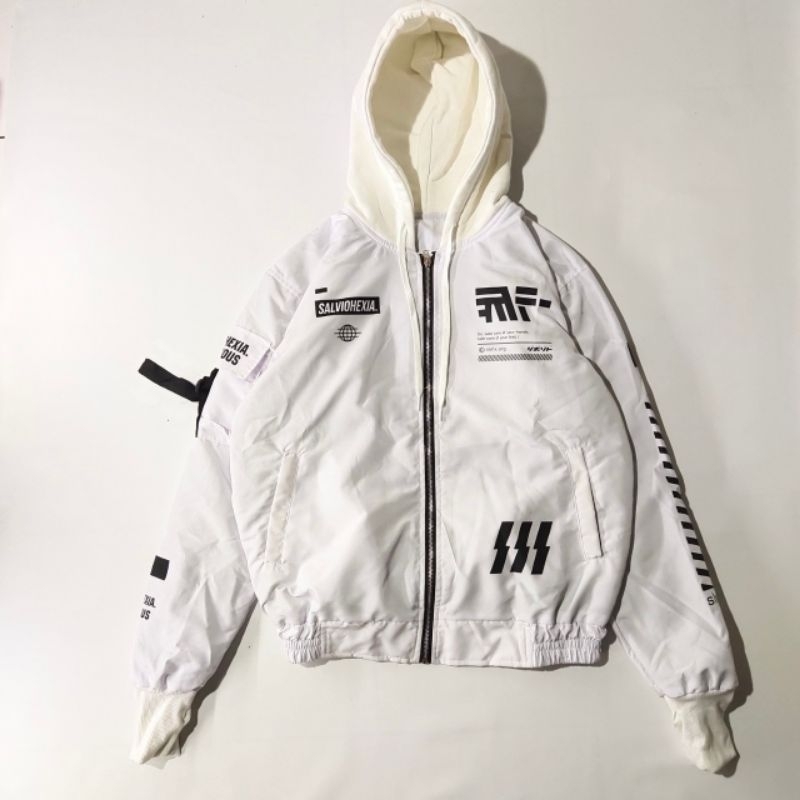 BOMBER JACKET HOODIE CYBROG - JAKET PRIA BOMBER HOODIE SCOOT WATERPROOF - JAKET MOTOR