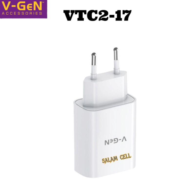 Charger V-Gen VCT2-17 12W 5V 2.4A Dual USB Port Original Vgen Garansi