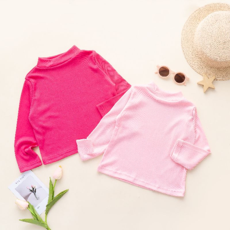 Baju Atasan Anak Turtle Neck Ruffle Knit Tee | Baju Pakaian Kaos Anak Turtle Neck Bahan Rib Knit Halus Dan Lembut | Pakaian Anak Cowok Dan Cewek