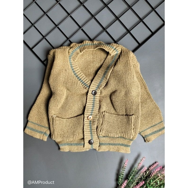 sweater rajut bayi saku 3-12 bulan