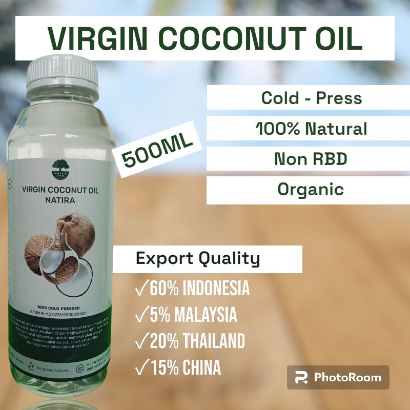 

vco virgin coconut oil export quality BPOM USDA Organic 500ml