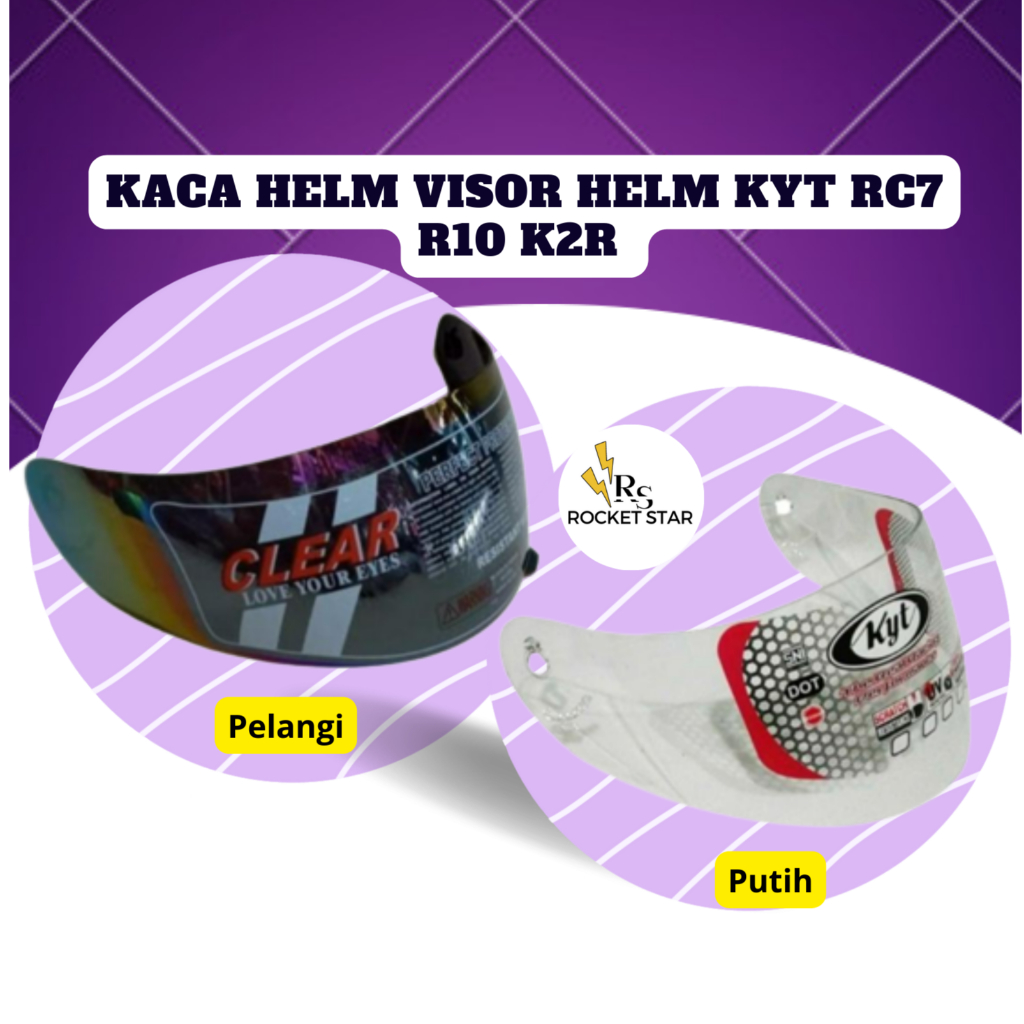 Kaca helm Visor helm Kyt RC7 R10 k2R Putih Pelangi