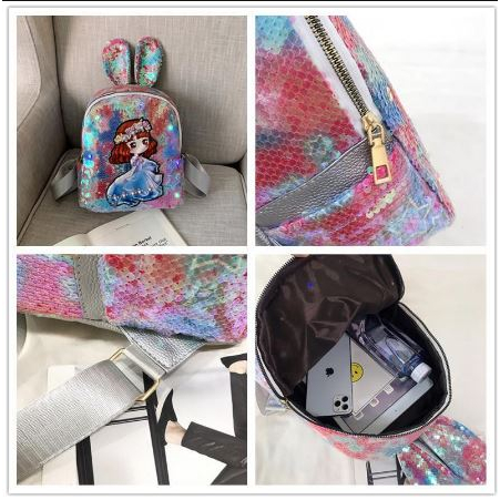 Tas Ransel Anak LED Sequin Usap Berubah Warna / Tas Manik Anak Tas Usap Sekolah