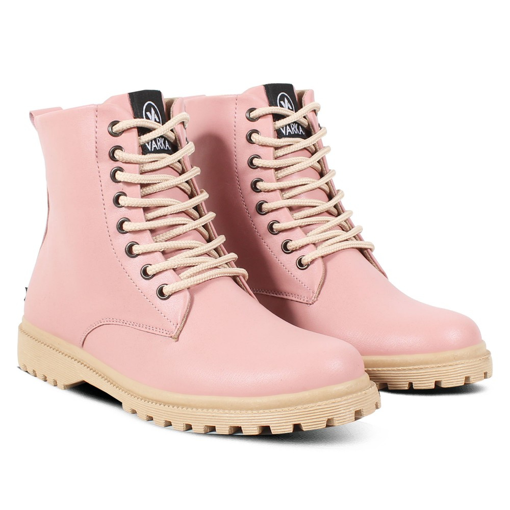 Sepatu Boots Fashion Wanita V 3386 Brand Varka Sepatu Kasual Kuliah Kerja Hangout Wanita Trendi Berkualitas - Pink