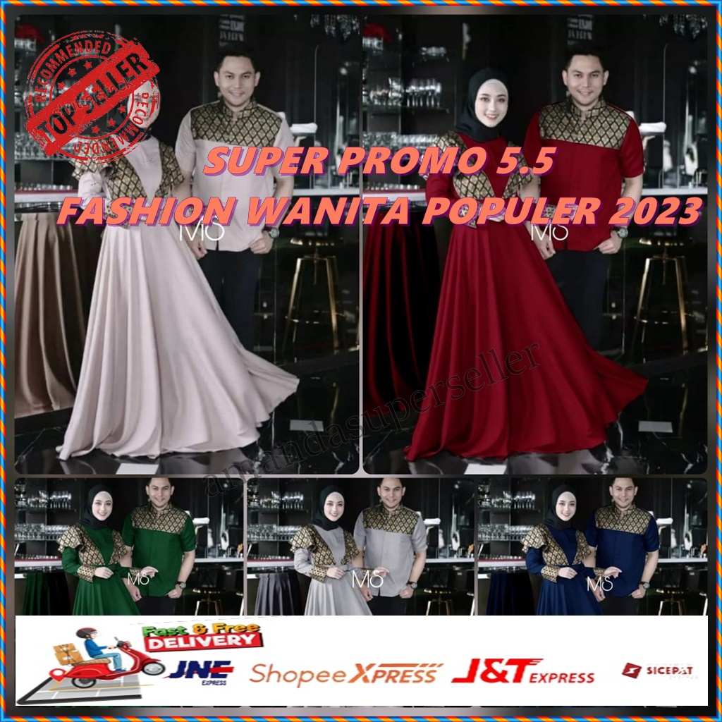 Gamis dan Kemeja Pasangan Couple Keluarga Suami Istri Lebaran - Baju Gamis Kapelan Batik Kombinasi P