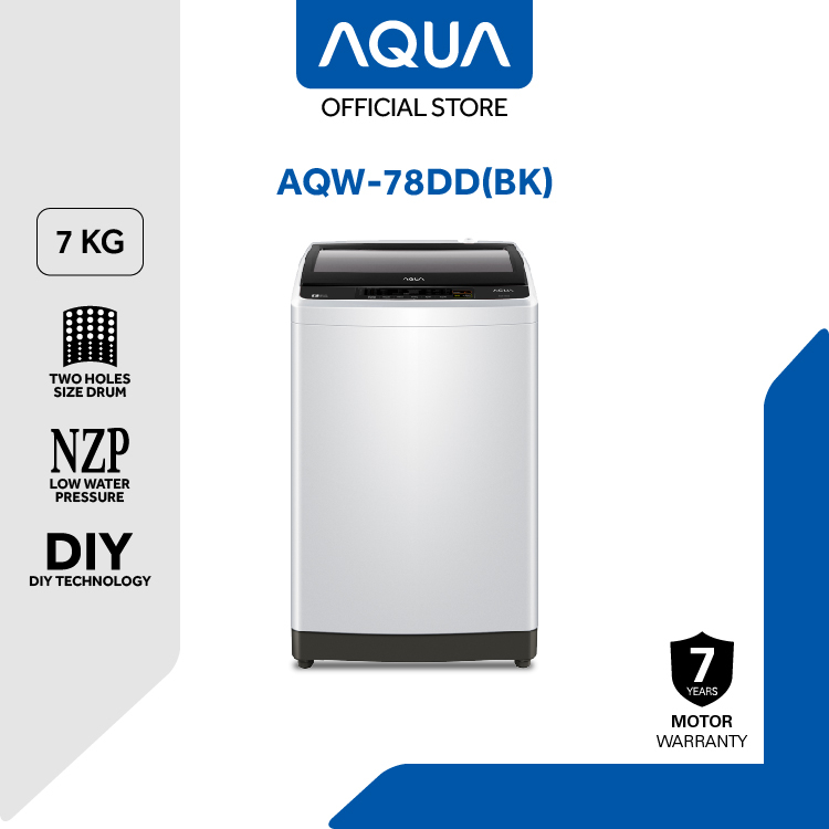 Mesin Cuci AQUA 1 Tabung Top Loading 7Kg AQW-78DD (BK)