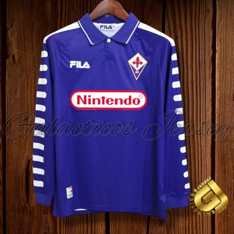 Jersey Bola Fiorentina Home Retro Classic New 1998-1999 Longsleeve Grade Original