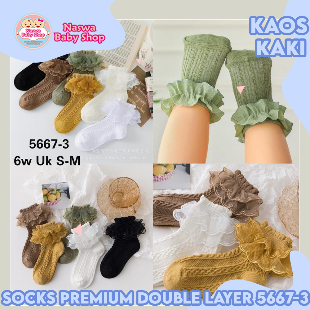 Socks Premium Double Layer Lace Kaos Kaki Anak Cewek 5667-3