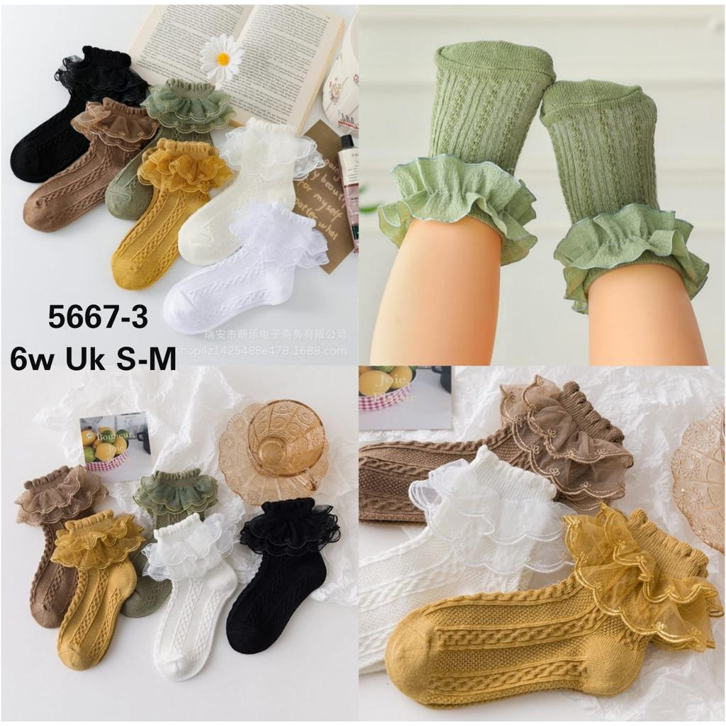 Socks Premium Double Layer Lace Kaos Kaki Anak Cewek 5667-3