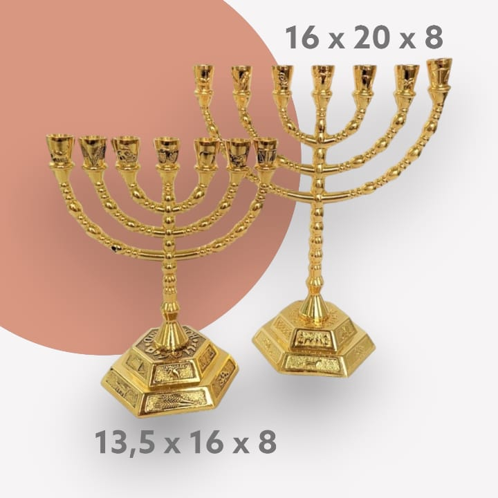 Menorah Israel Yahudi Hanukkah Kaki Dian Pelita Souvenir Israel Profetik Ibrani Judaika Bahtera