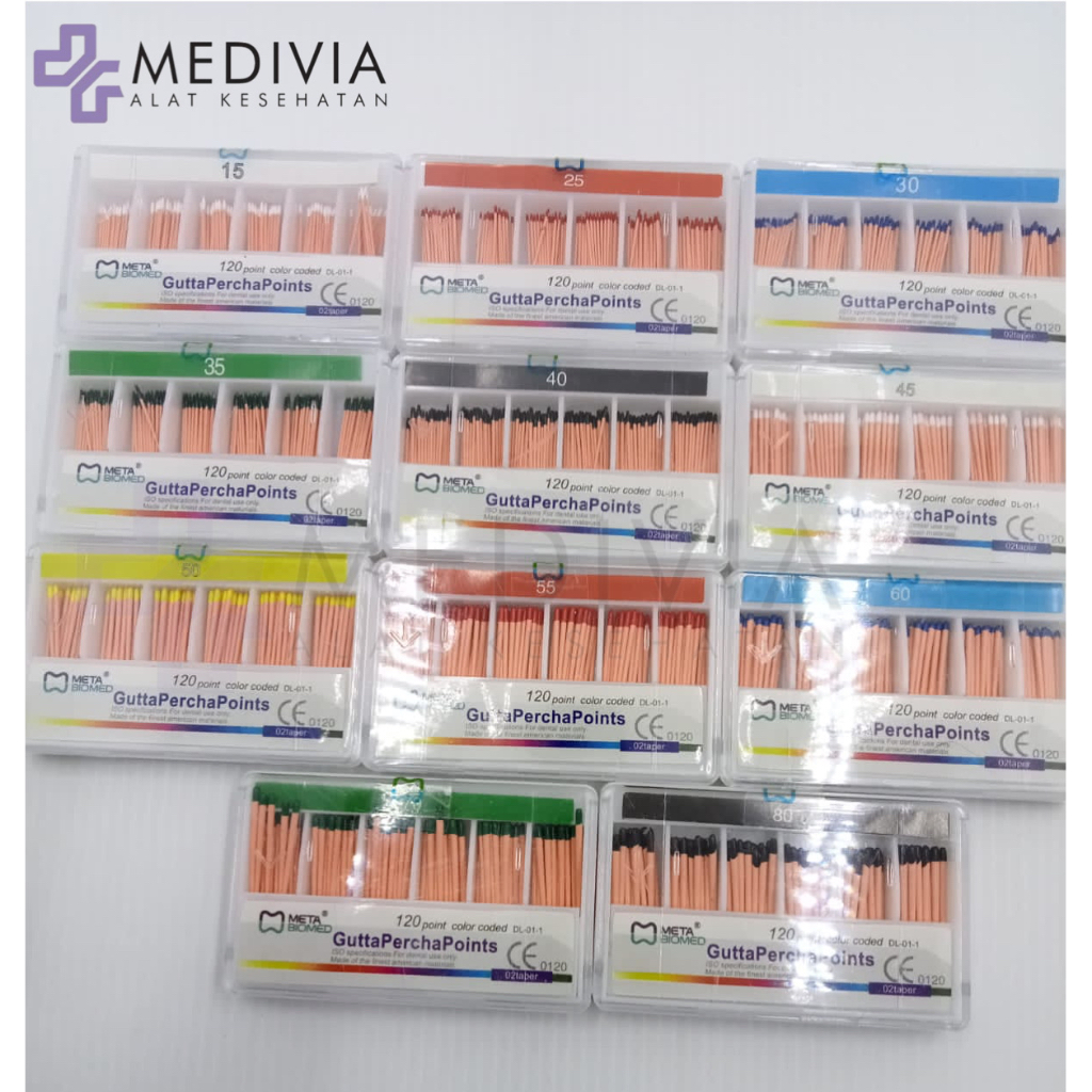 GUTTA PERCHA POINTS 02 TAPER 15-40, 45-80 METABIOMED/ GUTTAP DENTAL/ GUTTAPERCHA GUTAP