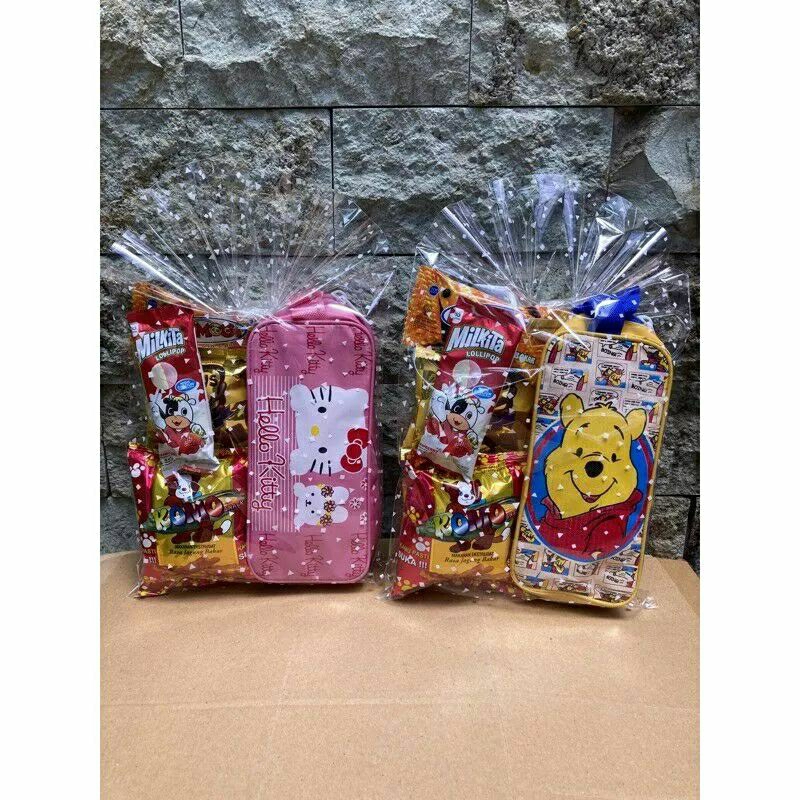 

paket souvenir snack ulang tahun plus tempat pensil / bingkisan ulang tahun / godiebag anak / souvenir