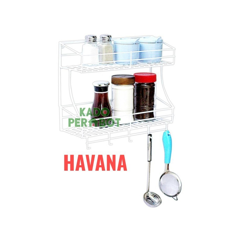 Rak Gantung HAVANA-Rak Bumbu Kawat 2 Susun-Rak Gantung Serbaguna