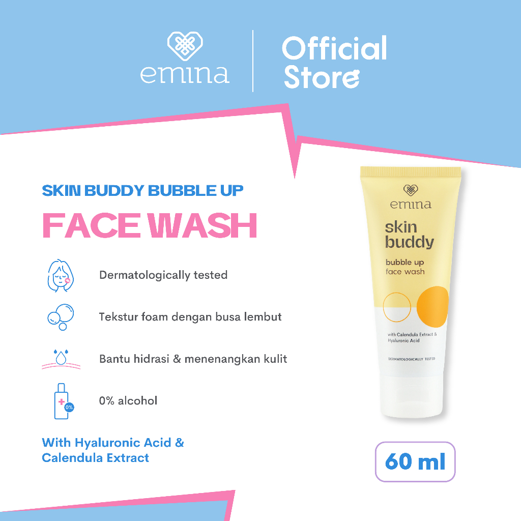 ✨ AKU MURAH ✨ Emina Skin Buddy Bubble Up Face Wash 60 mL - Pembersih Wajah Foam Mild &amp; Hydrating